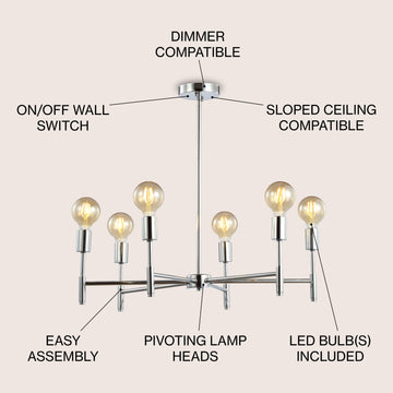 Turing 28.5" Adjustable Height Metal LED Chandelier - JONATHAN Y